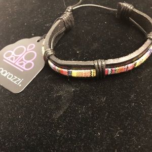 Paparazzi black and colorful stripe bracelet